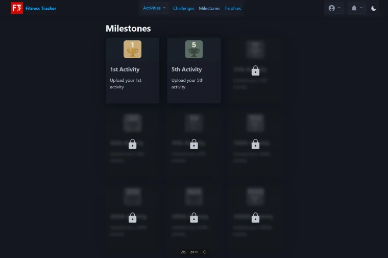 Fitness Tracker Milestones Screen